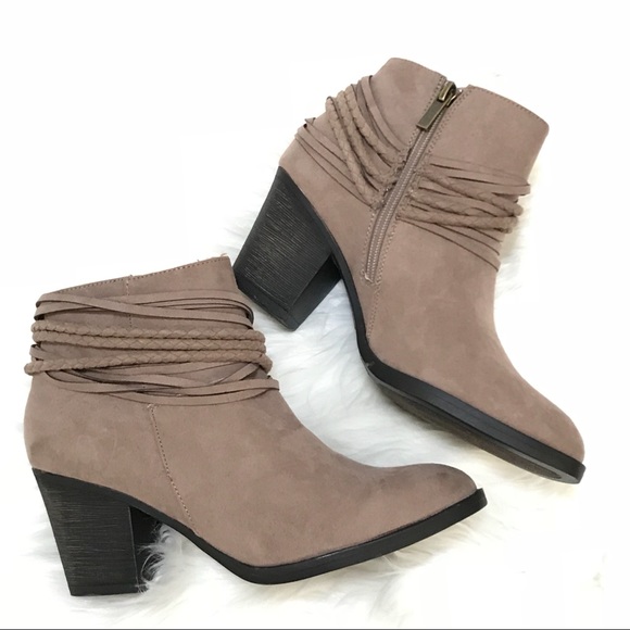 taupe ankle wrapped booties - Picture 4 of 5